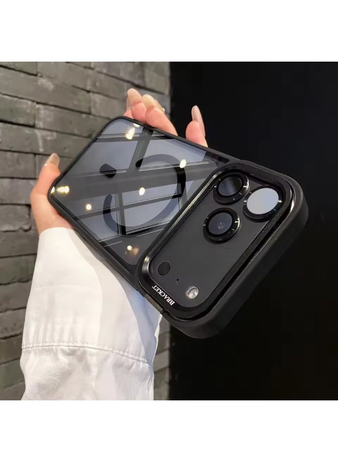 جراب شفاف مزود بحامل كاميرا مدمج قابل للتعديل لهاتف iPhone 17 Pro، جراب مغناطيسي شفاف مزود بعدسة كاميرا لهاتف iPhone 17 Pro - Image 3